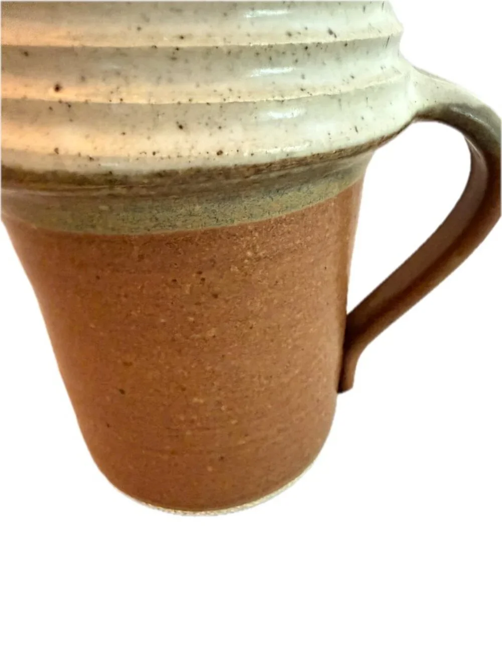 Linda Sharpless Hand Made Rust Brown Cream Stoneware Pitcher Studio Pottery Vase